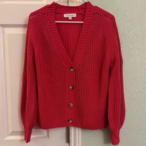 Hot Pink V-neck Sweater, Small